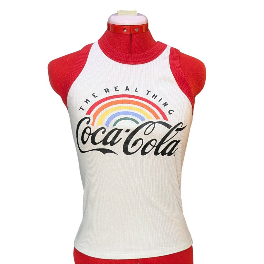 Coca Cola Rainbow Logo Tank Top - Red and White